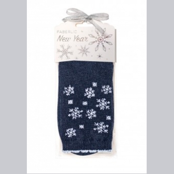 Носки из шерсти в новогодней упаковке «Снежинки», синие Faberlic (Фаберлик) 